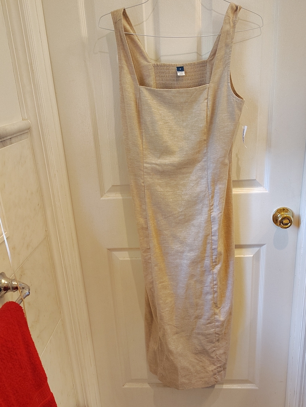 Old Navy Beige Linen Square-Neck Midi Dress NWT